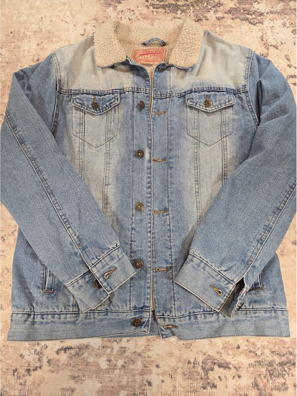 Brooklyn Cloth Men's Denim Jacket with Sherpa Lining, Size M